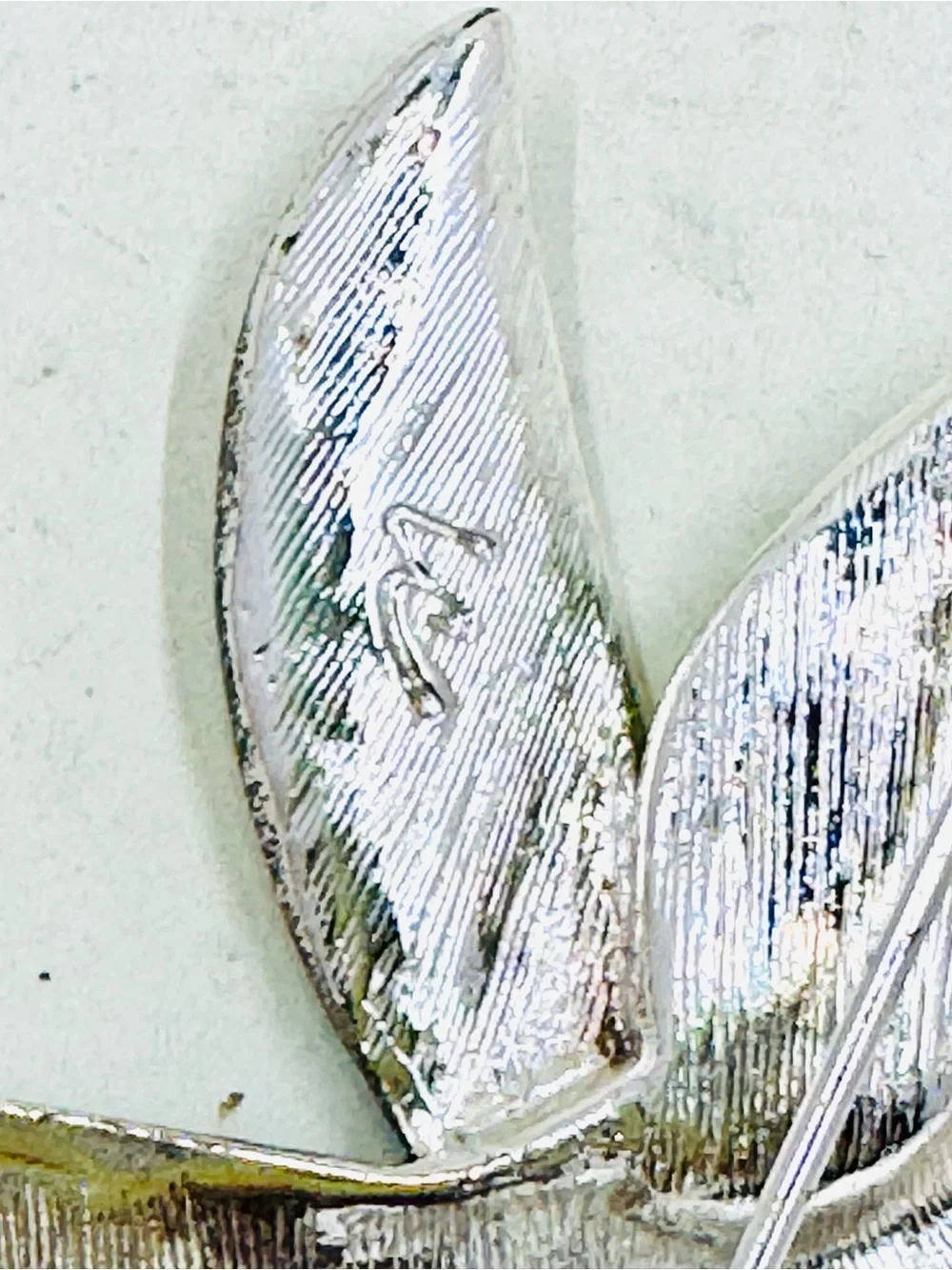 Liz Claiborne Silver Tone Teal and Lime Green Hummingbird Brooch 2”X2”